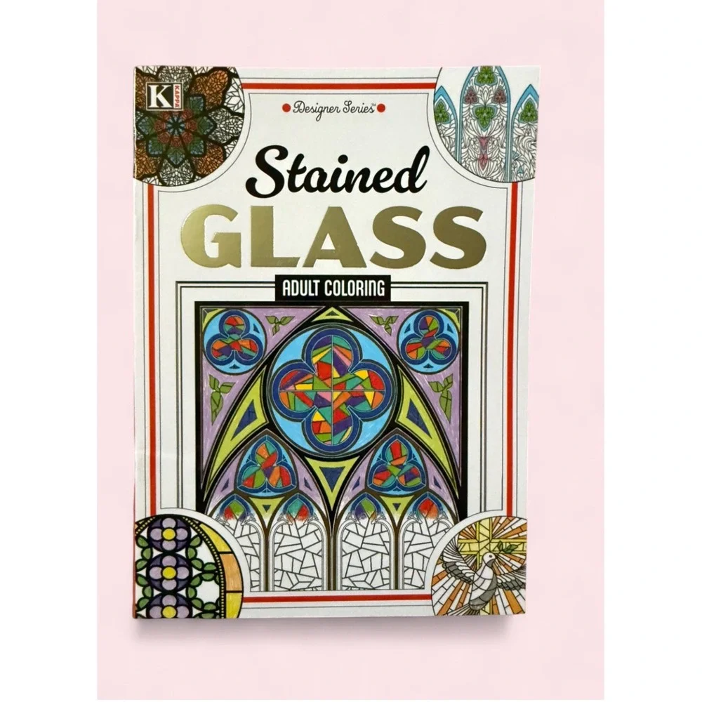 Kappa Designer Series Adult Coloring Book Set Mandalas Cuisine Stained Glass 3pk